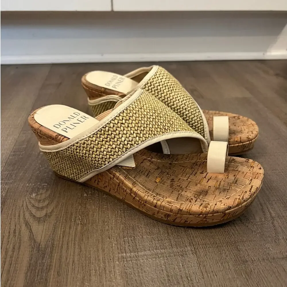 Donald Pliner Gyer Cork Raffia Wedge Sandals